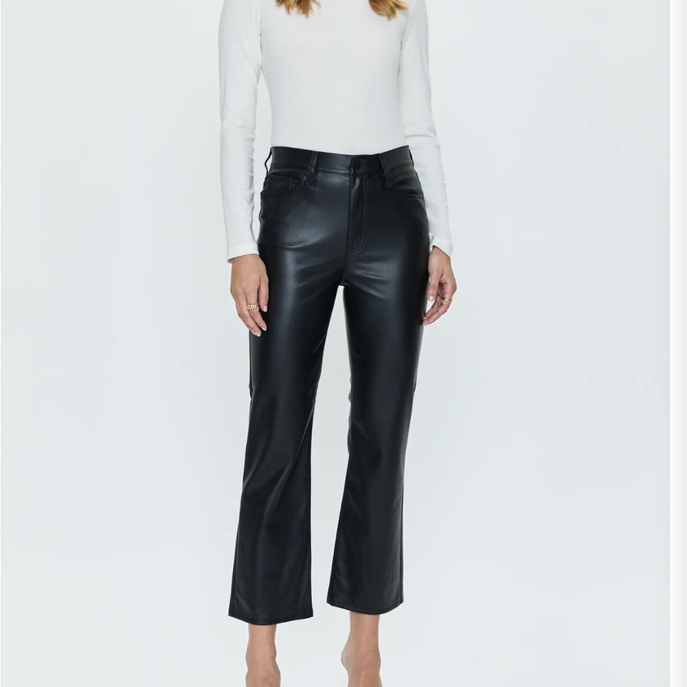 NWT Pistola Lennon High Rise Cropped Boot Faux Leather Pant Black S 26 Edgy Chic